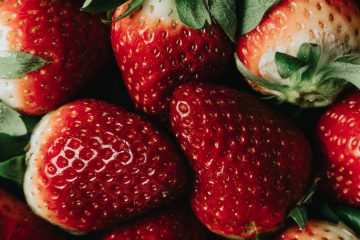 red strawberries on in close up shot