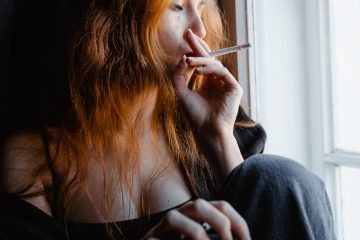 woman smoking a cigarette