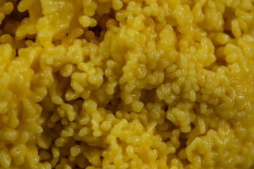 yellow couscous in macro photography